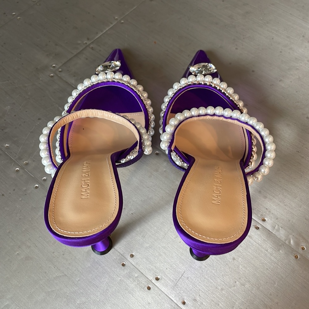Mach & Mach purple pvc diamond of Elizabeth mules heels 100mm sz 38.5 pearl - Picture 6 of 9